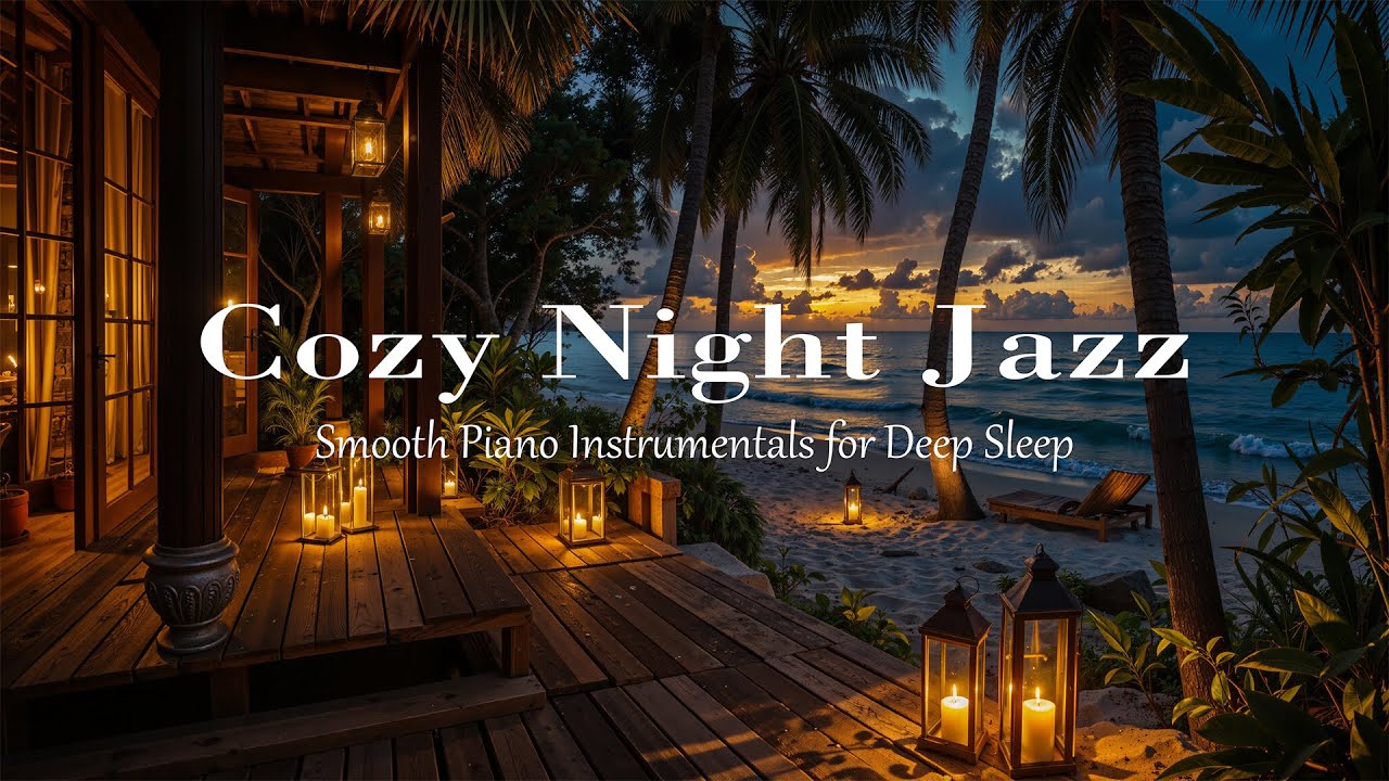 Beachside Jazz Escape at Night | Soft Night Jazz & Candlelight Ambience for Emotional Calm, Sleep