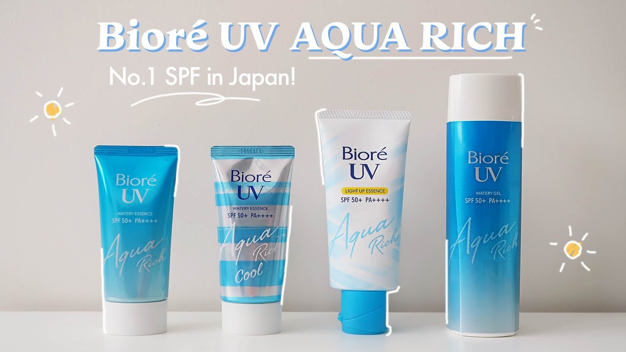 Reviewing ALL Biore UV Aqua Rich Sunscreens! Best Selling Japanese SPF ☀️