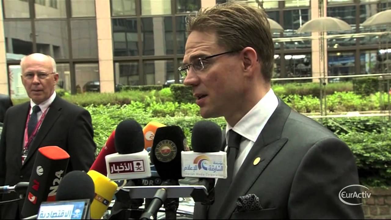 Finnish Prime Minister Jykri Katainen arrives at the May 2013 EU Summit