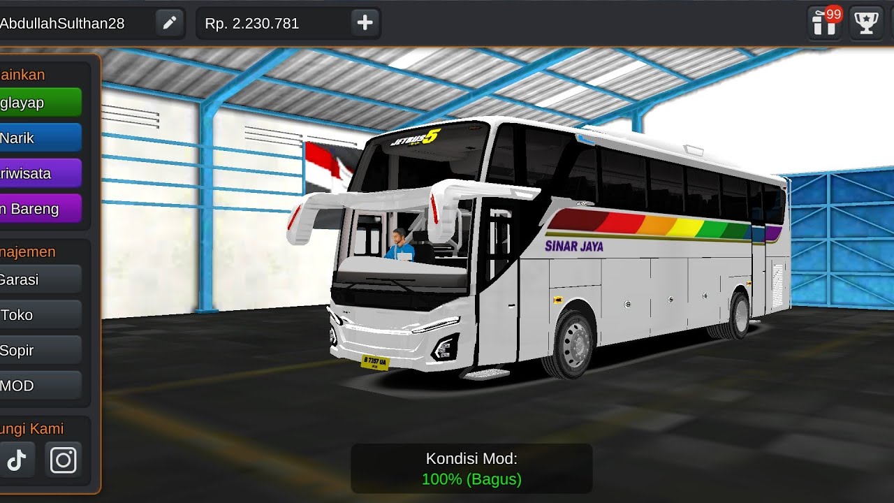 BUSSID Gameplays: Trip from Malang to Bangkalan with Jetbus 5 Sinar Jaya Bus.