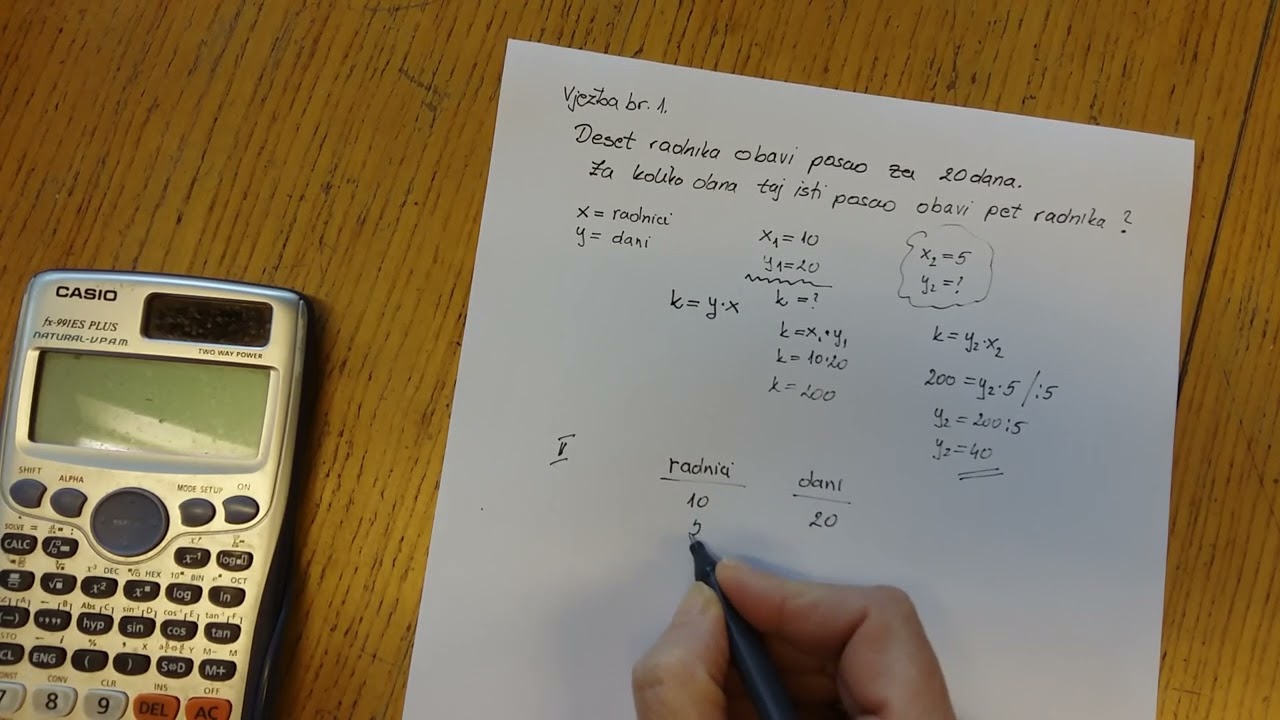 obrnuto proporcionalno vj. br. 1    Matematika 7 ili za sedmi razred obrnuto proporcionalne veličine