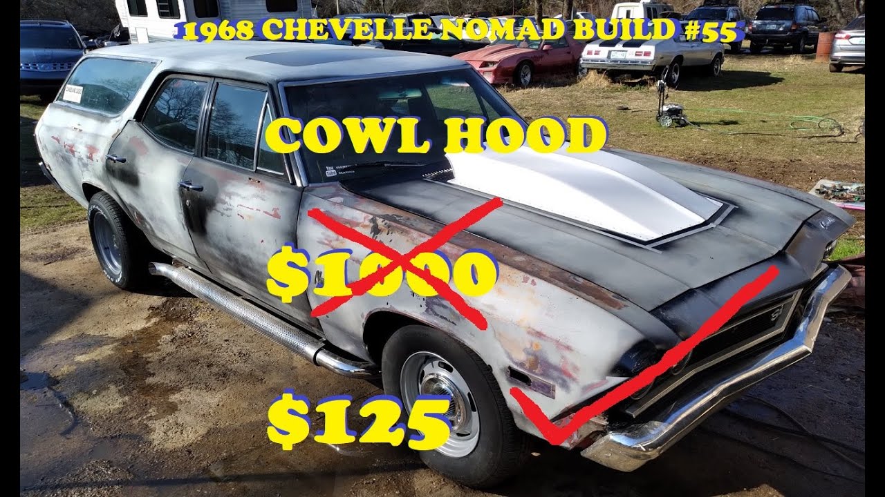 1968 Chevelle Nomad Restoration - Part 55 - Mounting a Cowl Hood Scoop - Cheaper than a Cowl Hood