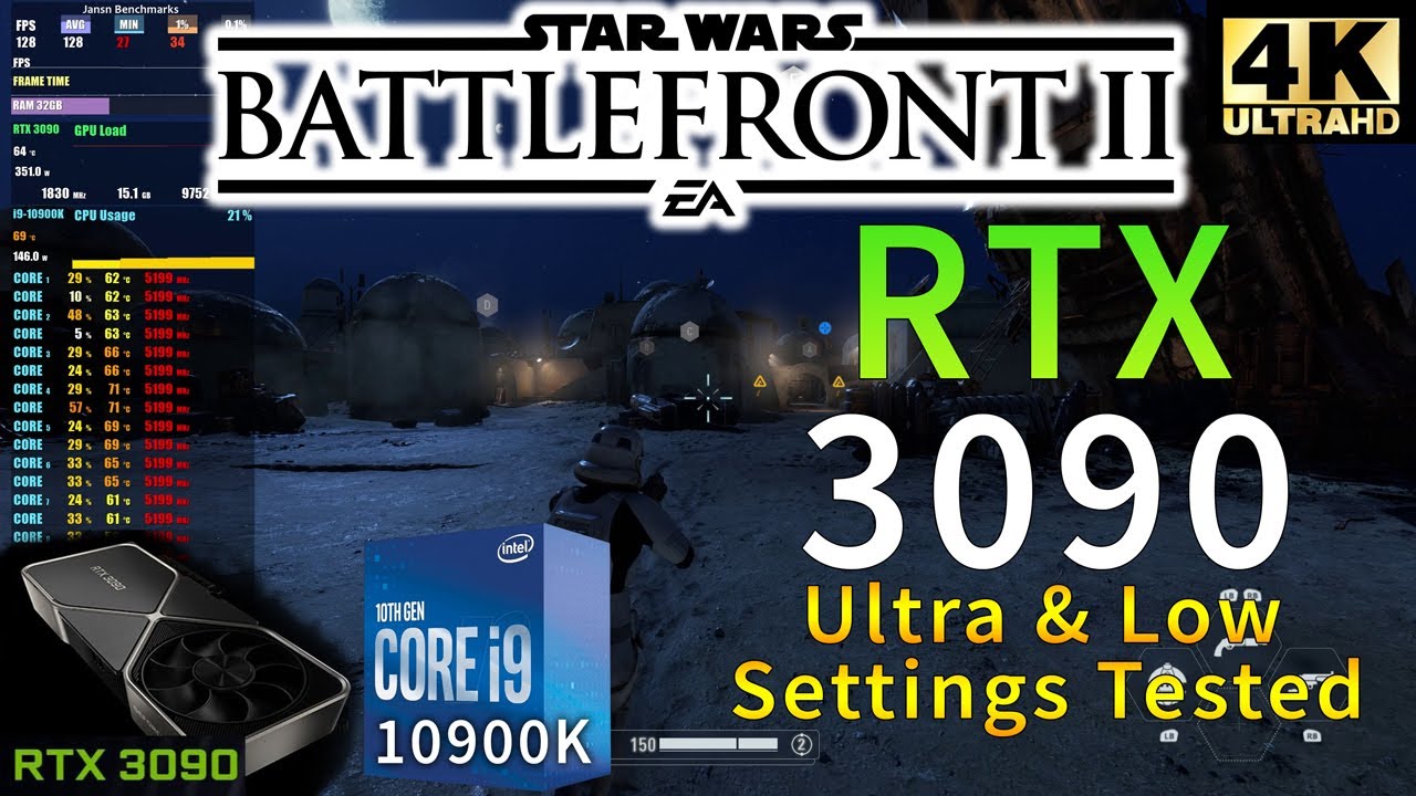 Star Wars Battlefront 2 4K | RTX 3090 | i9 10900K | 5.2GHz Ultra & Low Settings