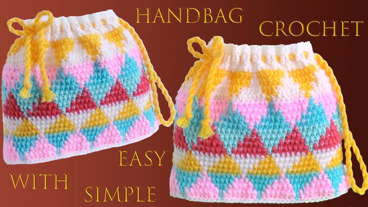 Bolso a Crochet paso a paso Punto triángulos colores arcoíris tejido a gancho tallermanualperu