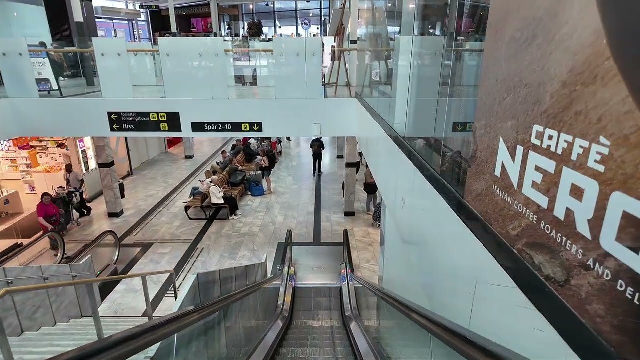 Sweden, Uppsala, arriving by SJ train from Sala, 2X escalator
