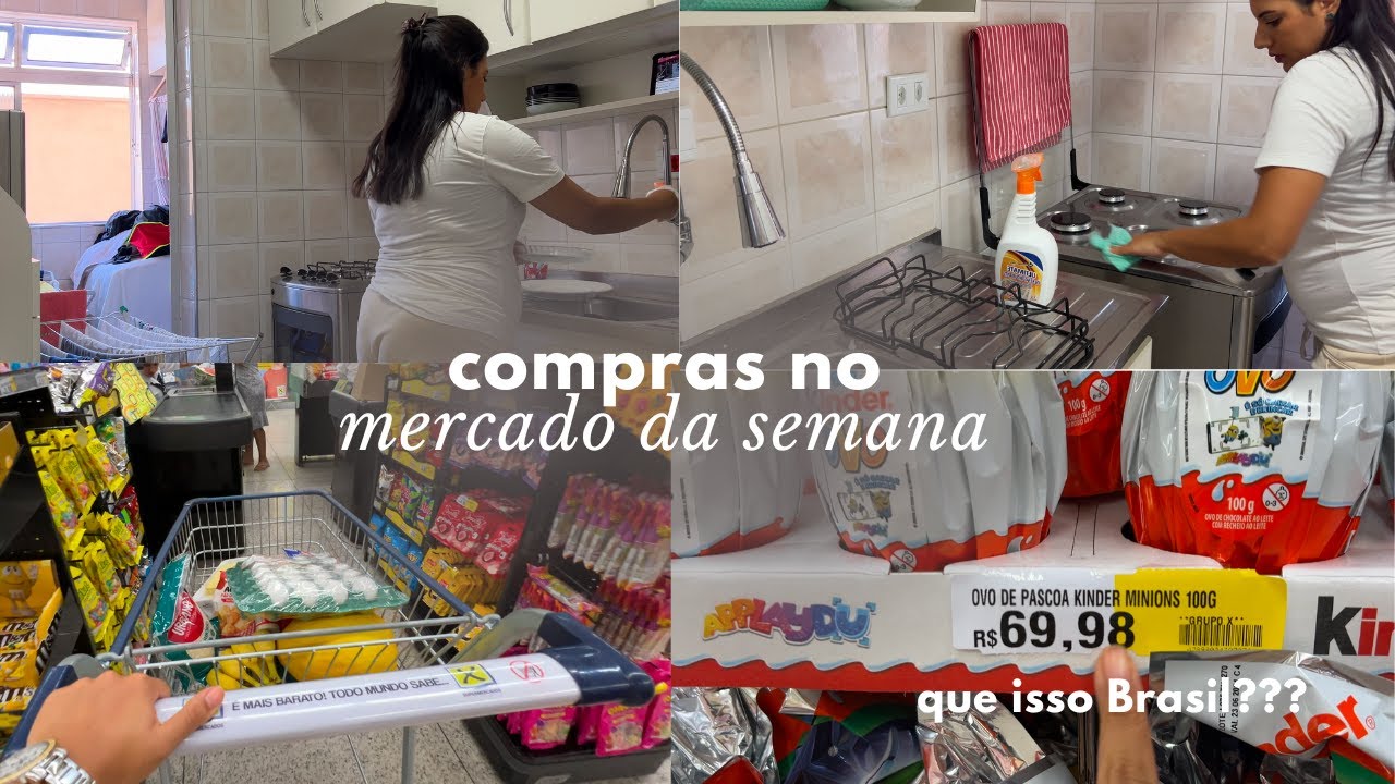 Compras Mercado de reposição da casa 🛒 | Como tirar mancha de roupa branca | Organizando a casa!