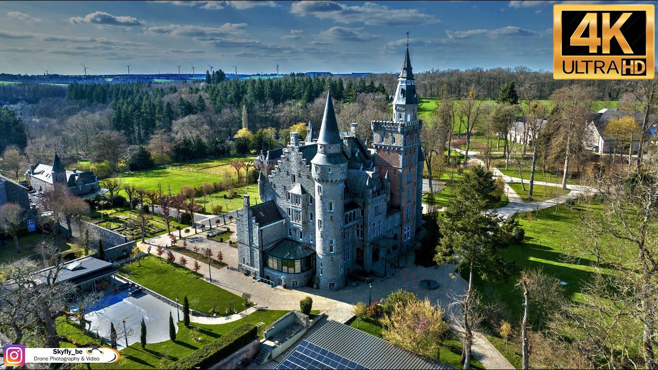 Castle of Leignon (Ciney - Belgium) - Drone footage Ultra HD 4K