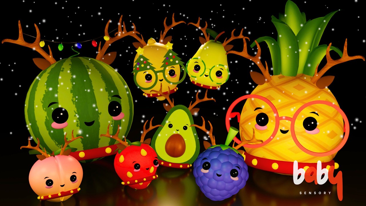 Fruits as Reindeer 🦌✨ Dancing Christmas Magic ❄️ Baby Sensory Animation