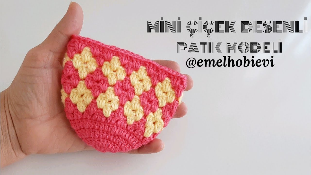 Tığ İşi Mini Çicek Desenli Patik 5