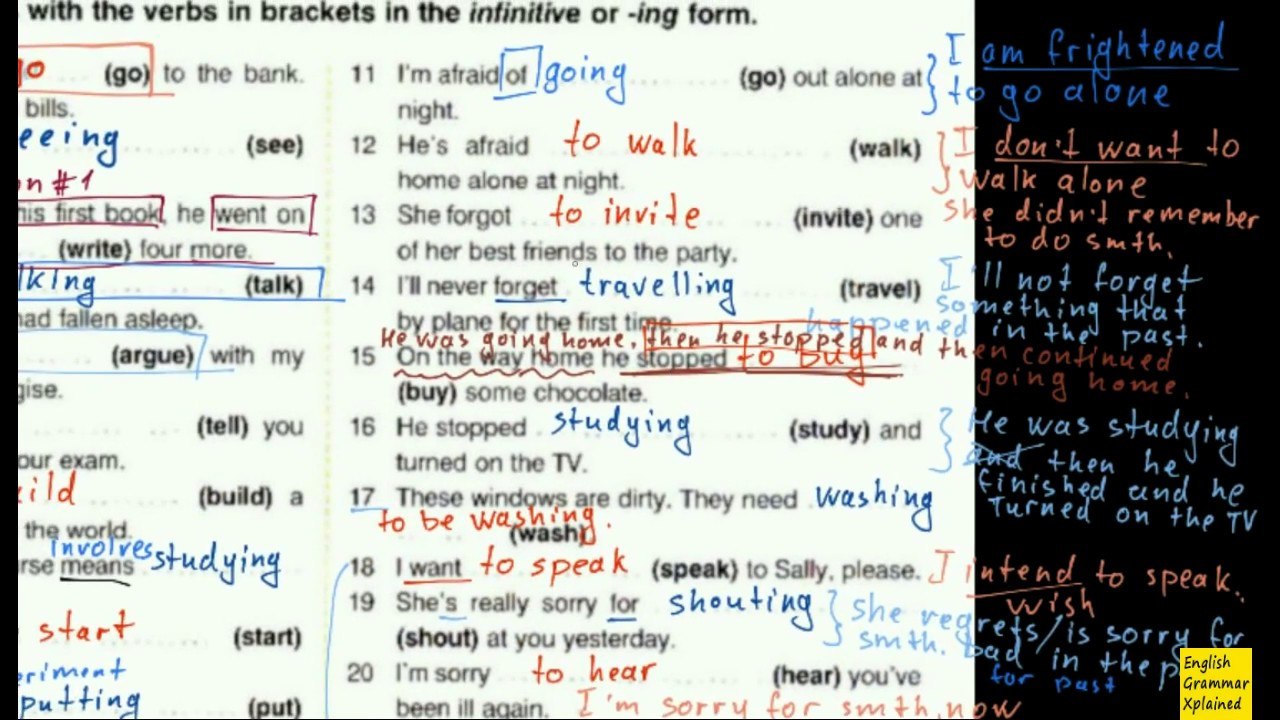 Using V+ing and Infinitive after the same verb - Round-Up 5 | ex7 -2