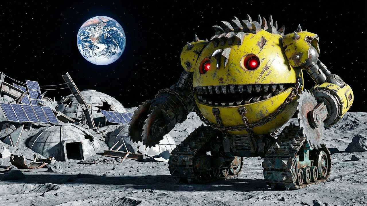 Robot Pacman and Rolling Robot Through a Collapsing Space Labyrinth