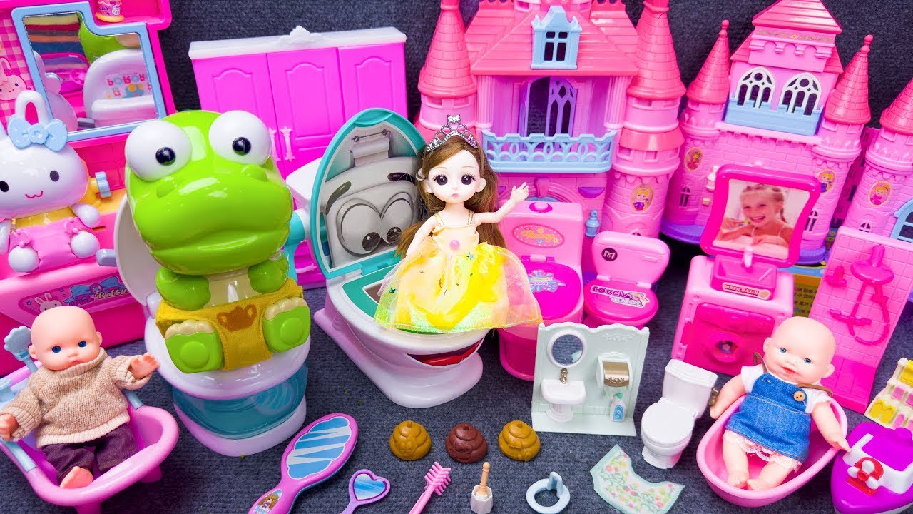 7 Minutes Satisfying Unboxing Tiny Pink Bathroom Playset ASMR Toys | ToySparkle