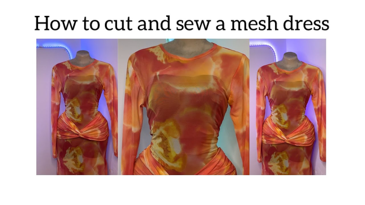 HOW TO CUT & SEW A MESH DRESS WITH TWIST DESIGN ON THE WAIST #howto #mesh #meshgown #sewingtutorial 