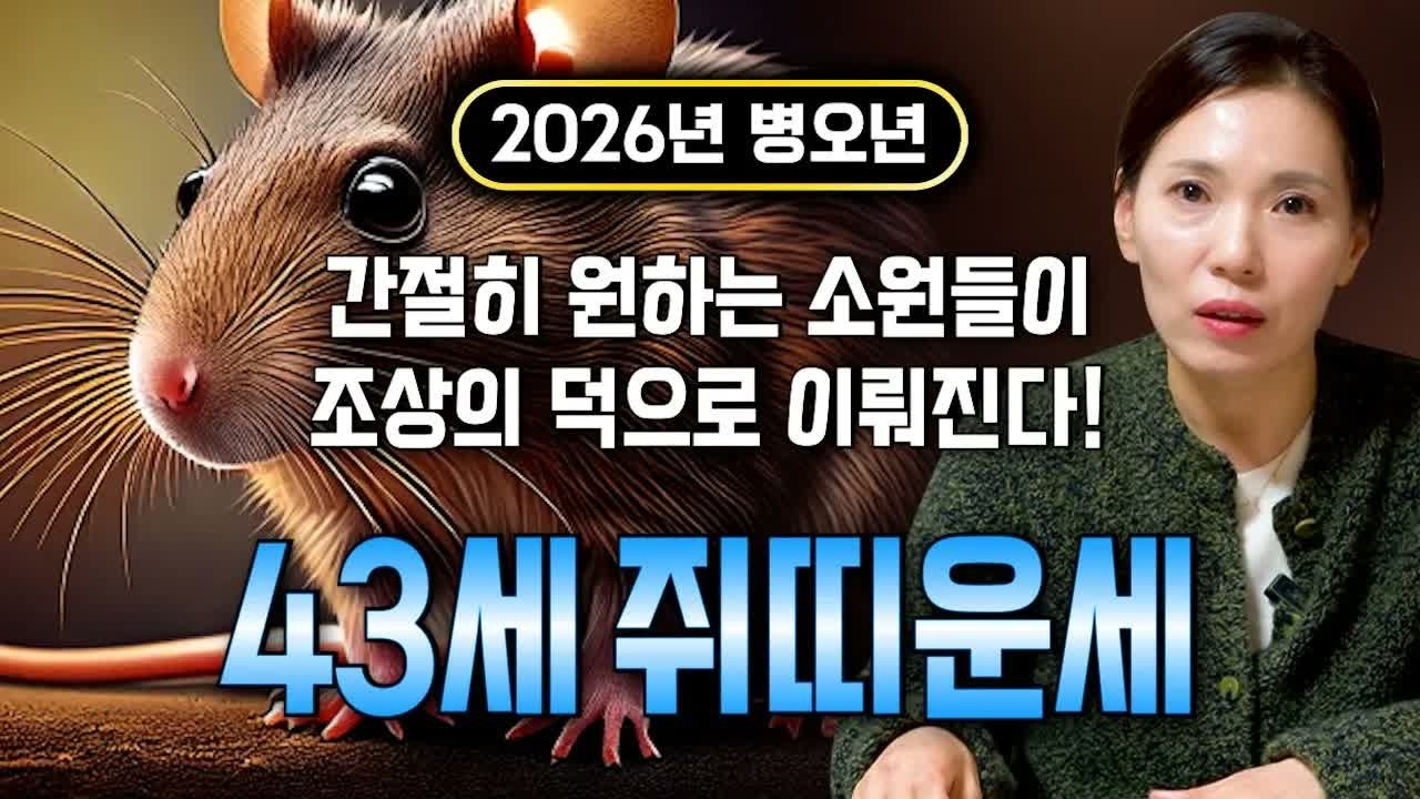 미리보는 2026년 1984년생 43세 갑자생 쥐띠운세🔥대역전의 시간이 찾아온다! 잃었던 금전,기회,귀인,재물 다시 찾아와 대운의 문이 열려 대박나는 2026년 43세 쥐띠 운세