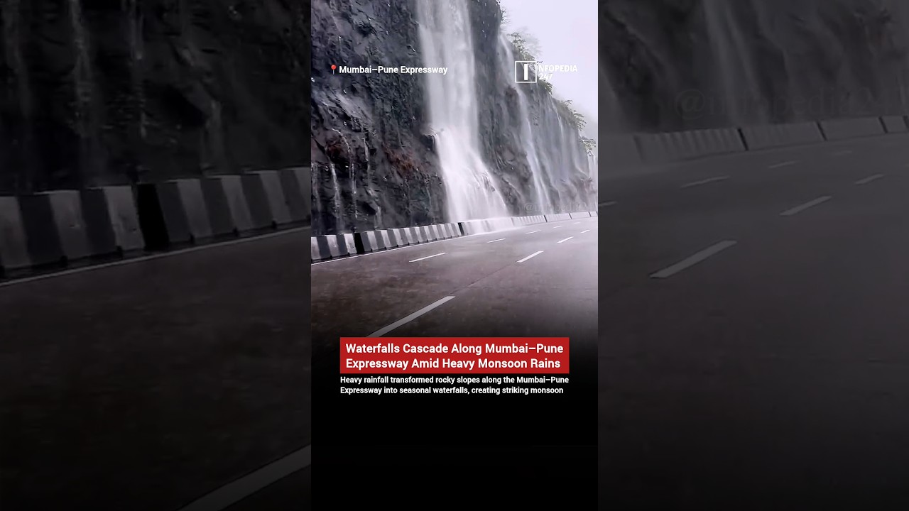 Heavy Monsoon Creates Stunning Waterfalls Along Mumbai&ndash;Pune Expressway | Maharashtra Rains 2026