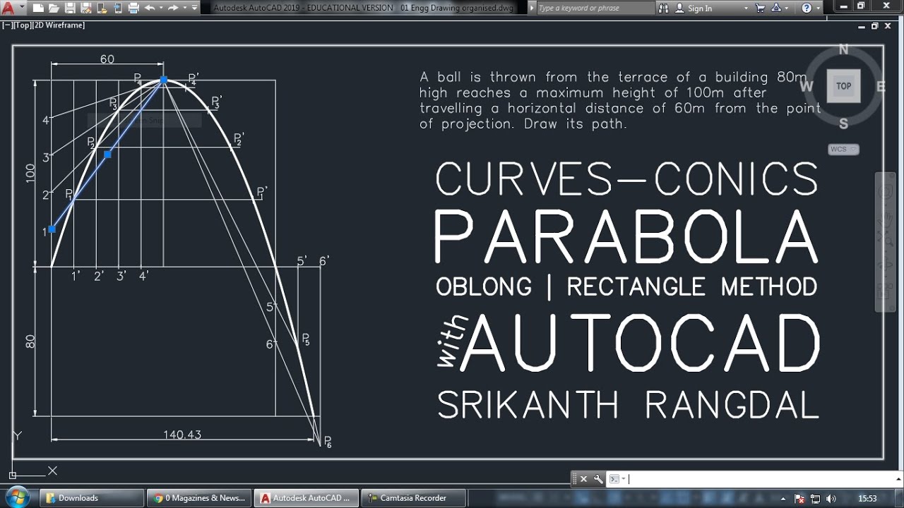 Parabola - Oblong / Rectangle Method | Engineering Graphics with AutoCAD