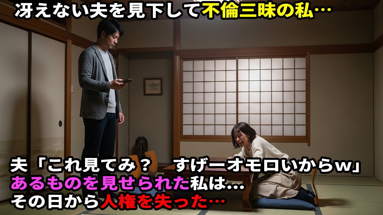 冴えない夫を見下して不倫三昧の私…夫「これ見てみ？　すげーオモロいからｗ」あるものを見せられた私は...その日から人権を失った…