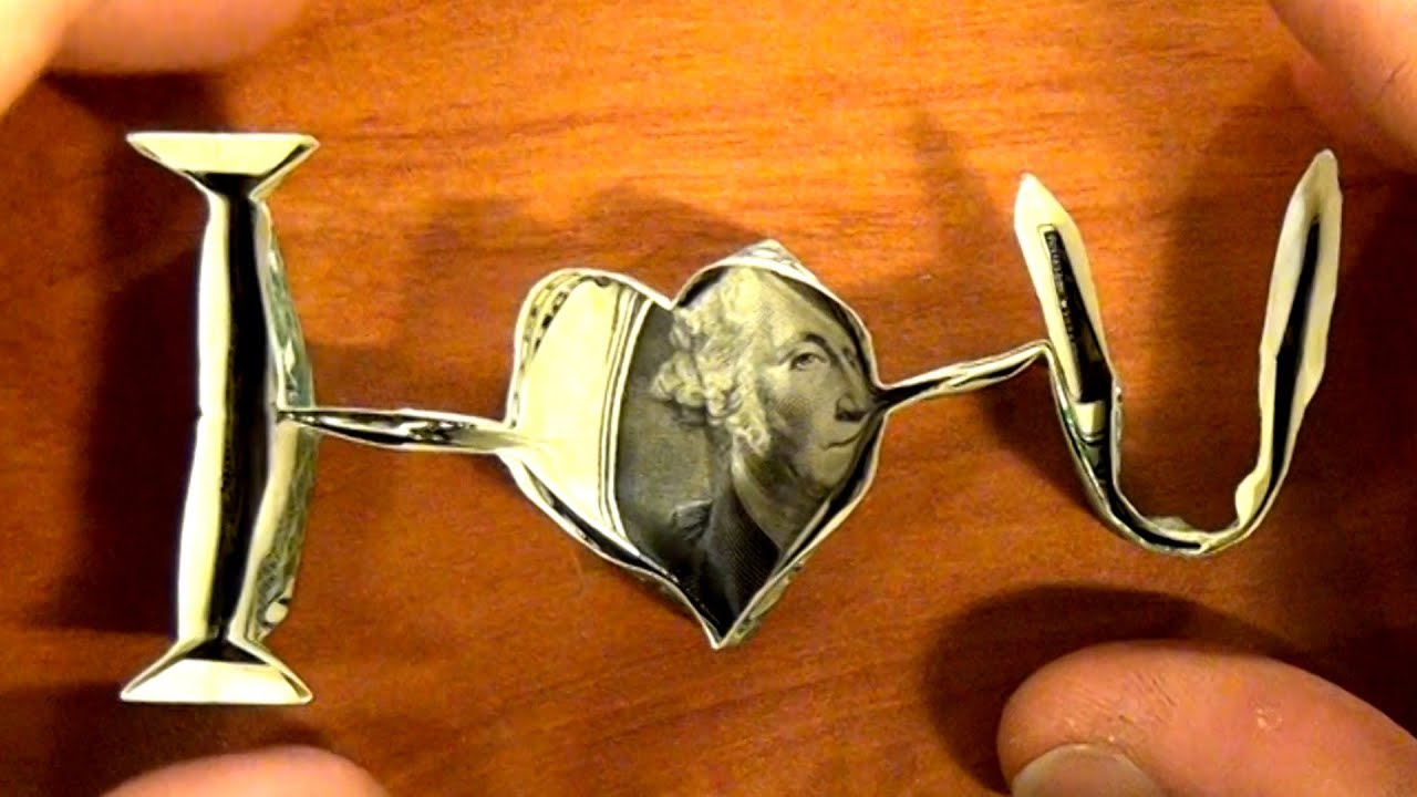 Origami $1 dollar I love U