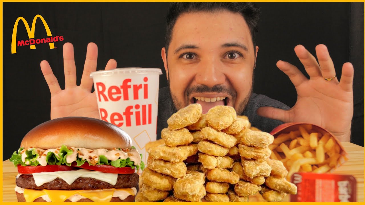ASMR COMIDA | PICANHA CHEDDAR BACON + CHICKEN NUGGETS 🍔🍟 (MUKBANG) MCDONALD'S - Gustavo Mineiro