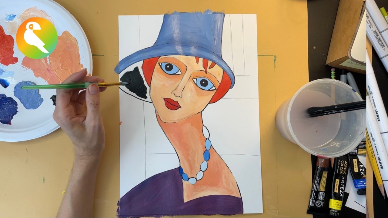Modigliani Portraits for Kids & Teachers | Step-by-Step Art Lesson