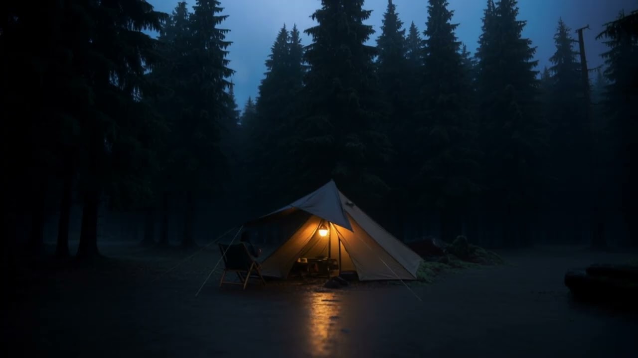 Camping in Heavy Rain ASMR 1 hour Non-Stop