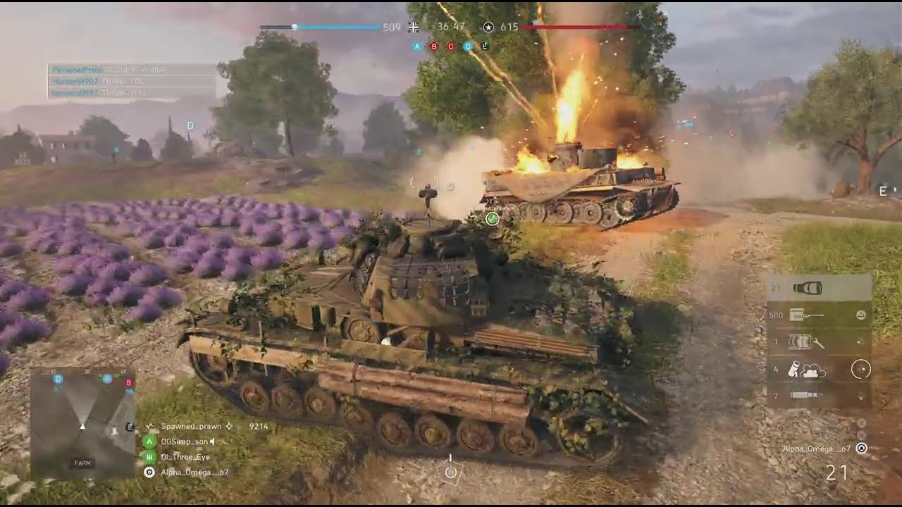 Battlefield V Panzer IV Commander and Squad Destroy Several American Tanks In Provence