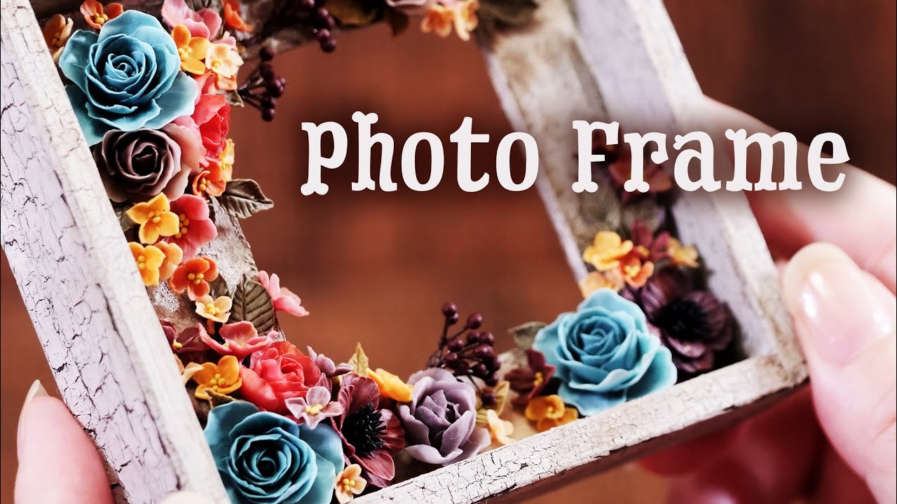 【樹脂粘土×木材】小さなお花のフォトフレーム 花の作り方 DIY Flower photo frame / How to make flowers [Resin type clay × wood]
