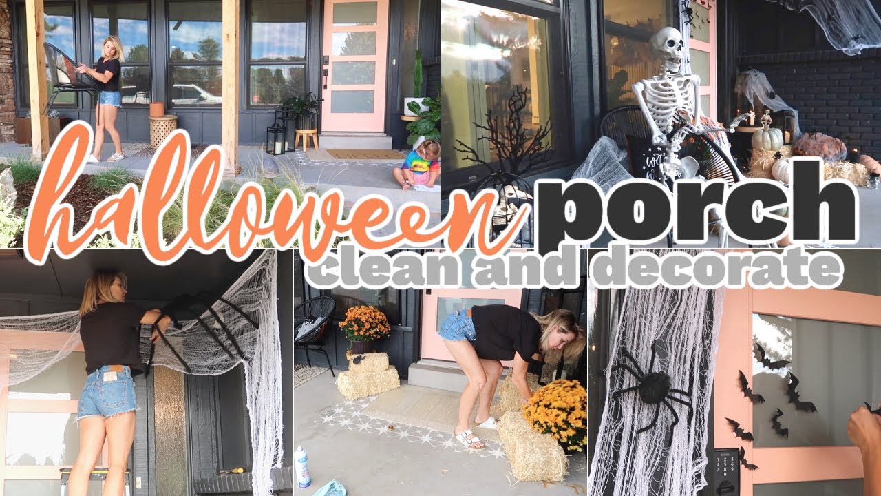 HALLOWEEN PORCH DECOR | FRONT PORCH CLEAN AND DECORATE | HALLOWEEN PORCH INSPO 2022