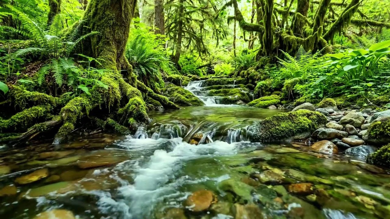 White Noise for Sleeping, Flowing Water and Birds Singing, Forest Ambience for Relaxation