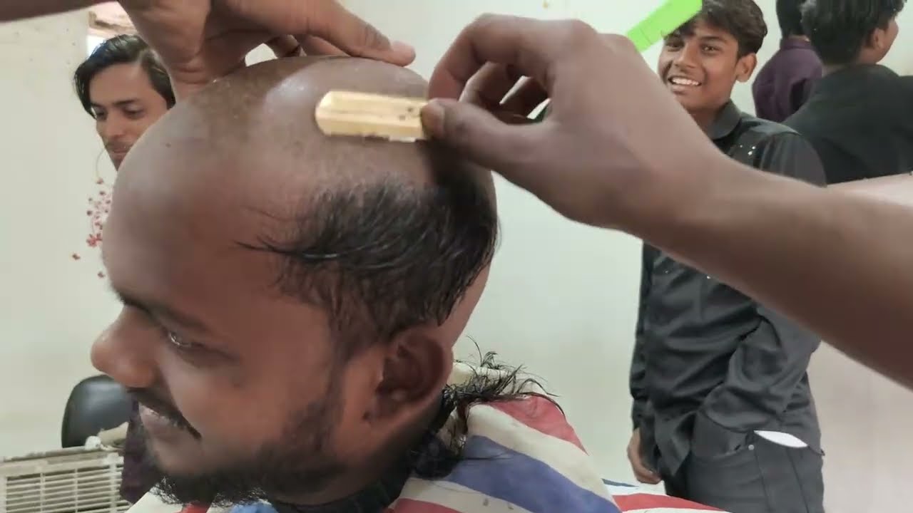 TRENDING HEAD SHAVE BOY STRAIGHT RAZOR BOBBY PARLOR ASMR EASY SHAVING 1 PART 2 PART NEXT TIME 
