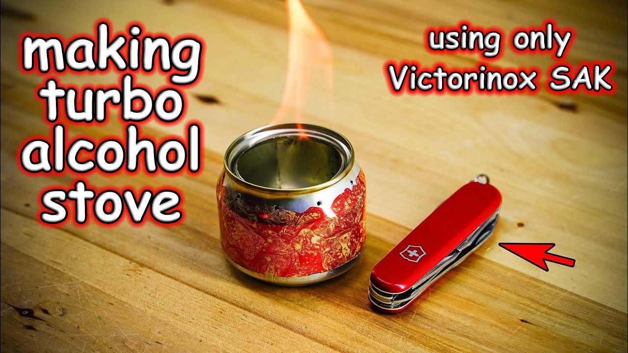 Making a Turbo Alcohol Stove from a Soda Can Using Only Victorinox SAK
