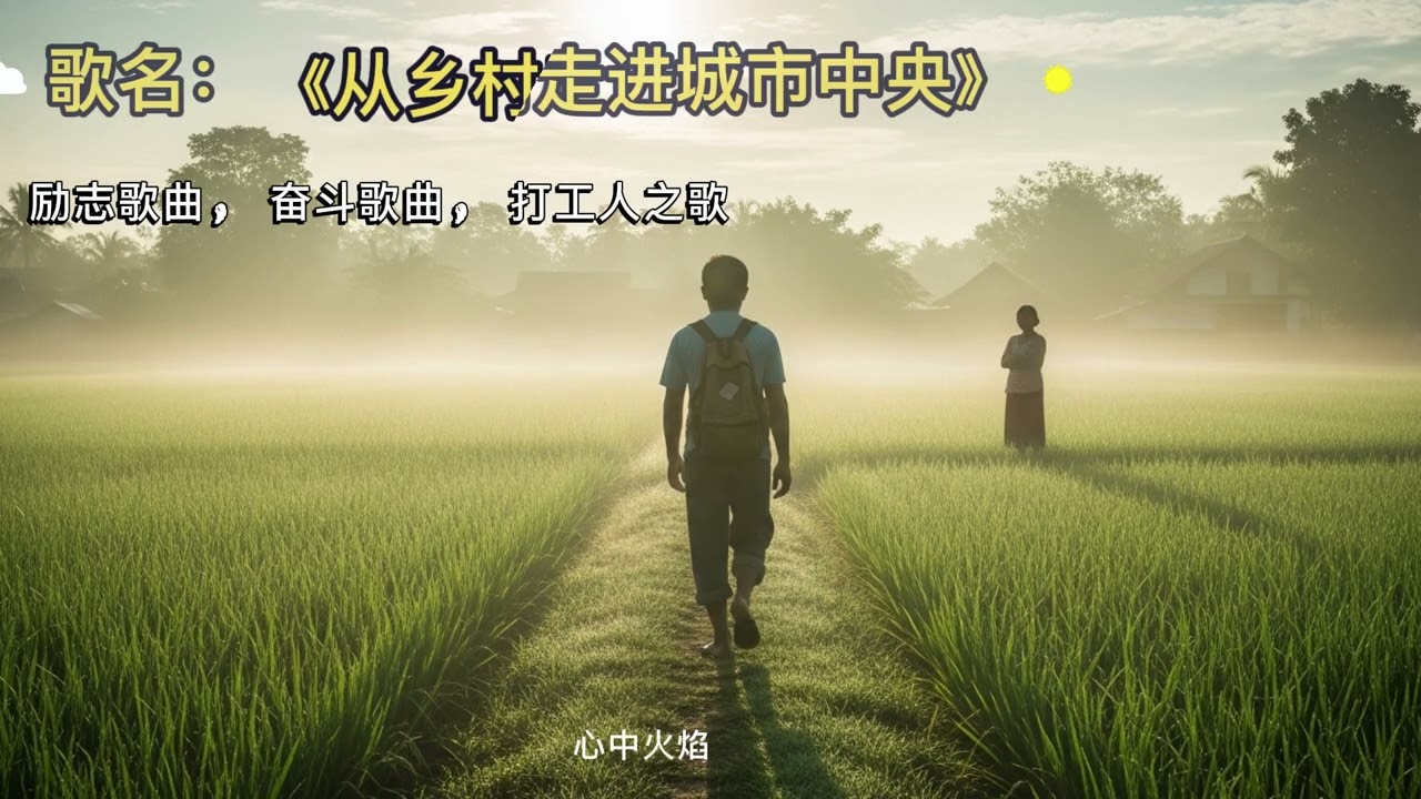 从乡村走进城市中央, 励志歌曲, 奋斗歌曲, 打工人之歌, 追梦歌曲, 城市奋斗, 离开故乡, 思念