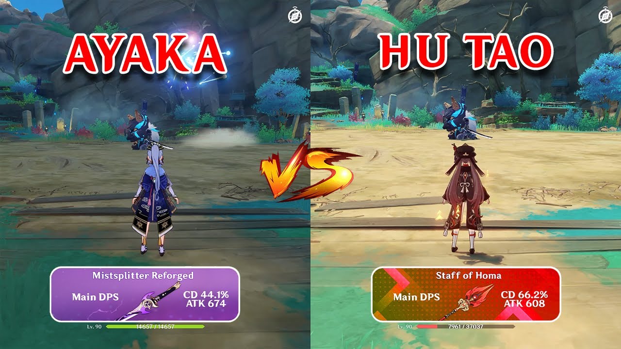 Ayaka vs Hu Tao!! who is the best DPS?? gameplay comparison!! Genshin Impact