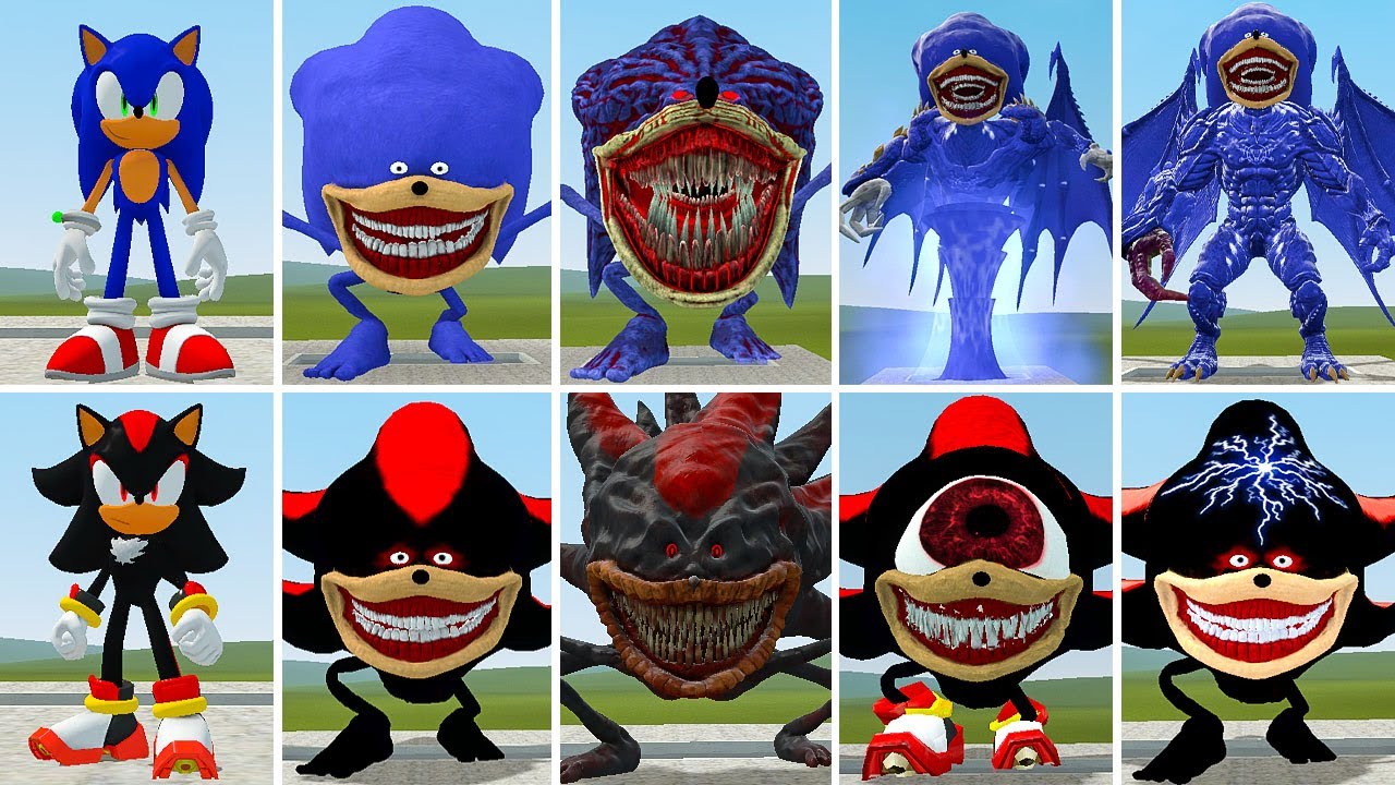 ALL NEW SONIC CTHULHU 1-2 VS ALL SONIC SHADOW CURSED ? in Garrysmod!,...