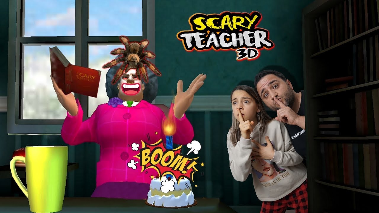 SCARY TEACHER 3D KIZGIN DELİ ÖĞRETMENE PASTALI ÖRÜMCEK ŞAKASI