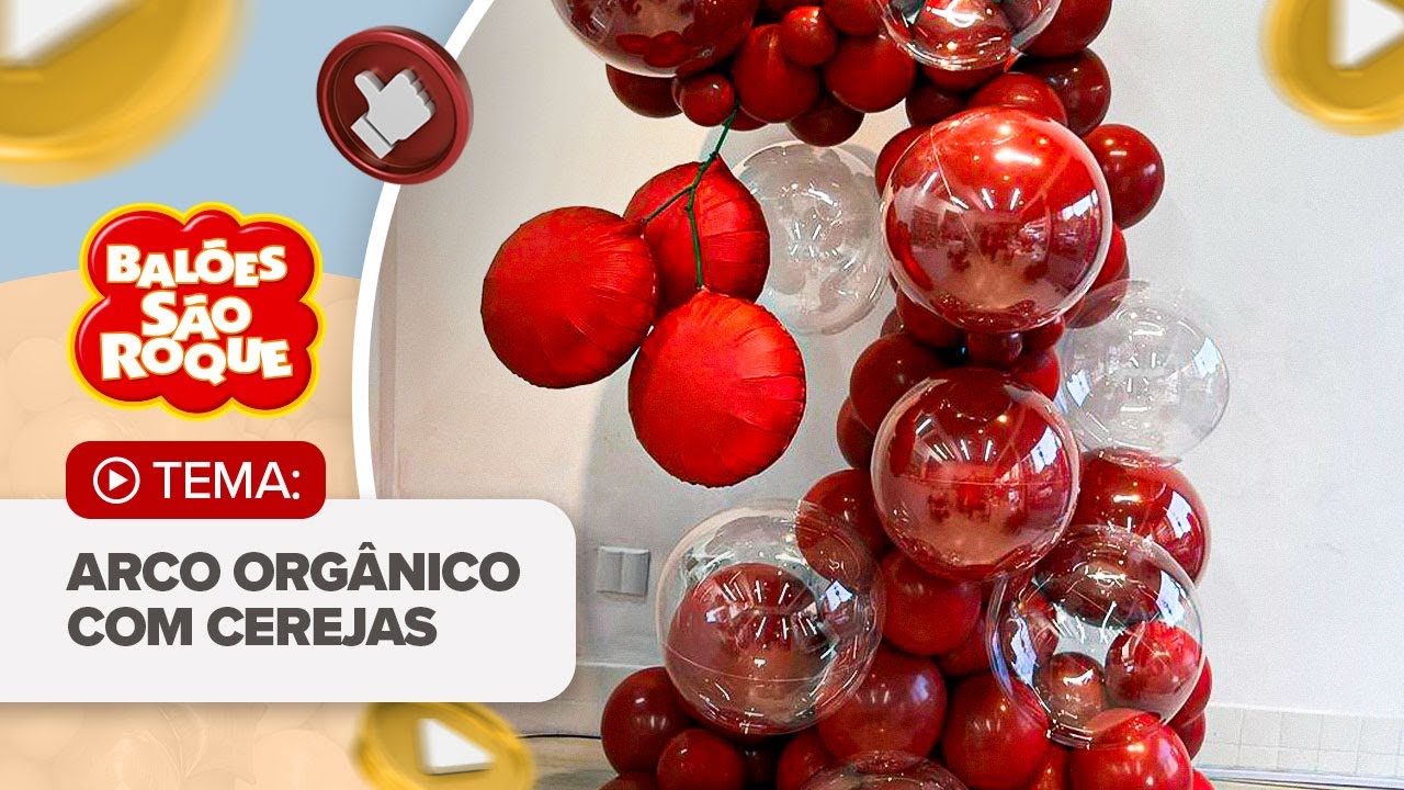 Arco Orgânico com Cerejas I Tutorial Completo #arcodebaloes #festainfantil #cerejeiras