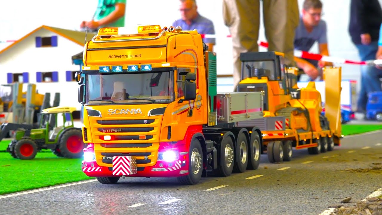 SUPER SCANIA RC TRUCK, MB ACTROS SLT, HEAVY HAULAGE RC TRUCK, MAN TGA, LIEBHERR TRAC LOADER