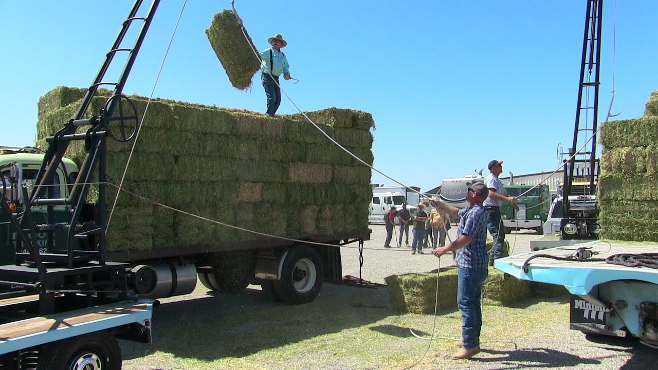 Boom Truck Hay Bucking Demonstration -- Mike Green's ATHS Open House -- Yuma, Arizona 3-25-23