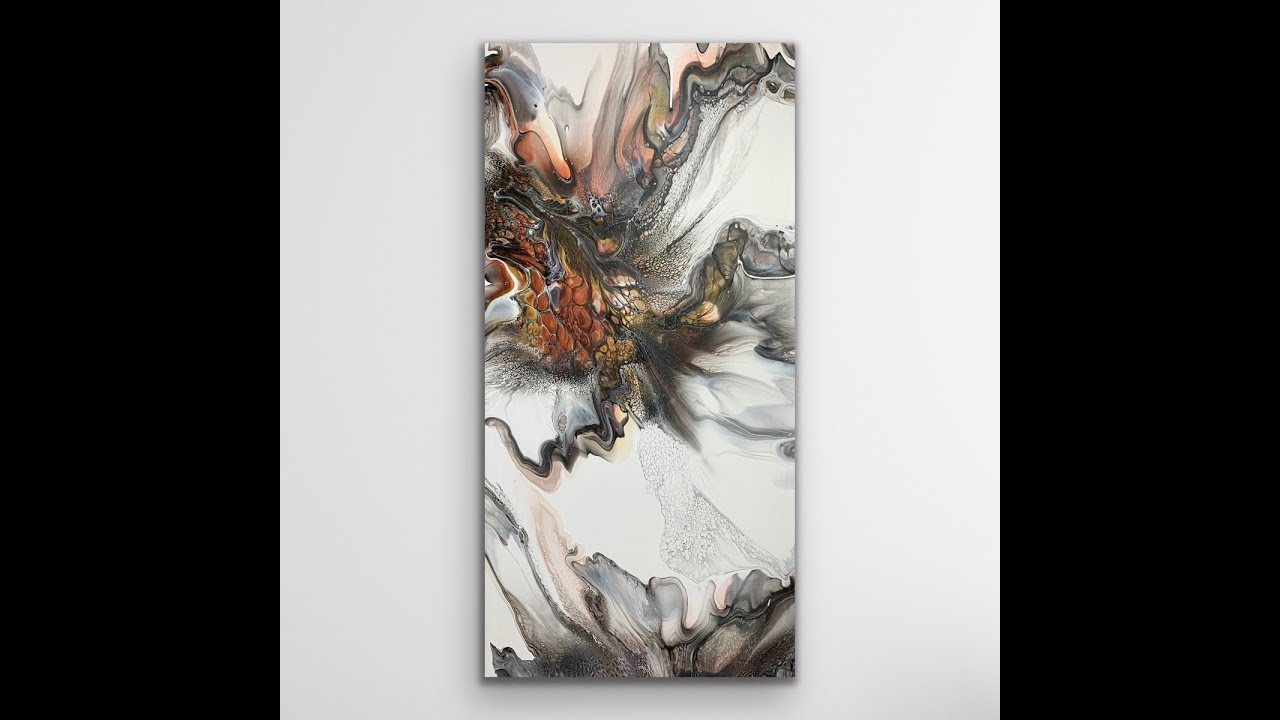Copper, Gold and Black Abstract Fluid Art Acrylic Pour Painting/ Shelee Style Bloom and Spin