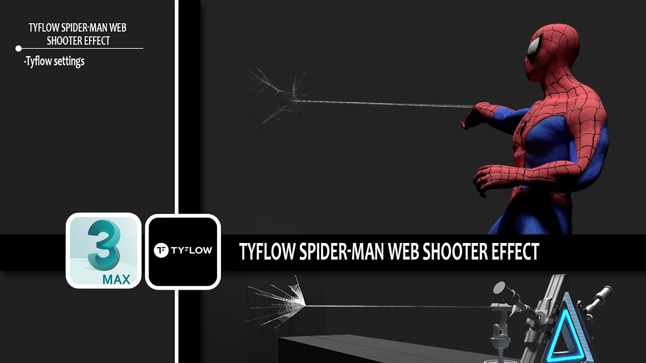 Tyflow | Spider-man Web shooter effect | 3ds max