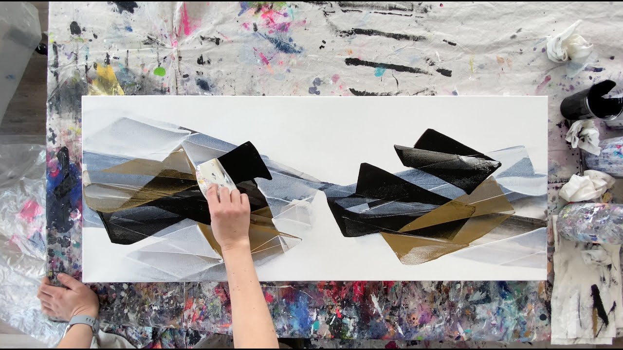 Abstract Acrylic Painting Techniques Using a Catalyst Wedge