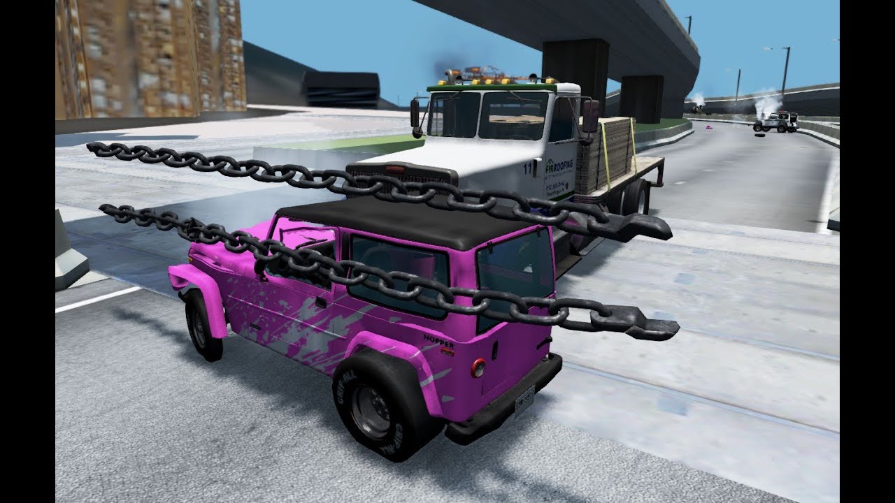 Cars vs Double Chain - BeamNg.Drive
