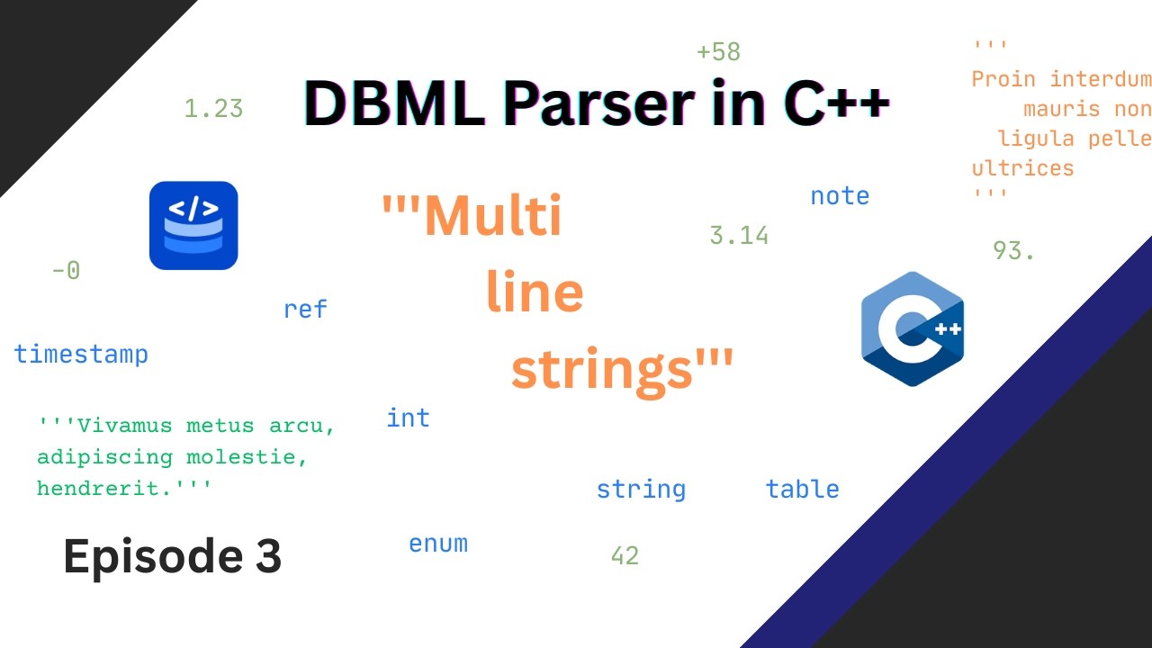 Multi-line strings, words and numbers (DBML Parser Ep. 3)