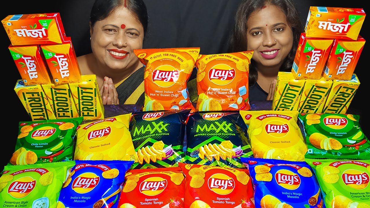 14 PACK LAYS & 12 MAAZA AND FROOTI CHALLENGE | FOOD EATING COMPETITION | EATING SHOW INDIA