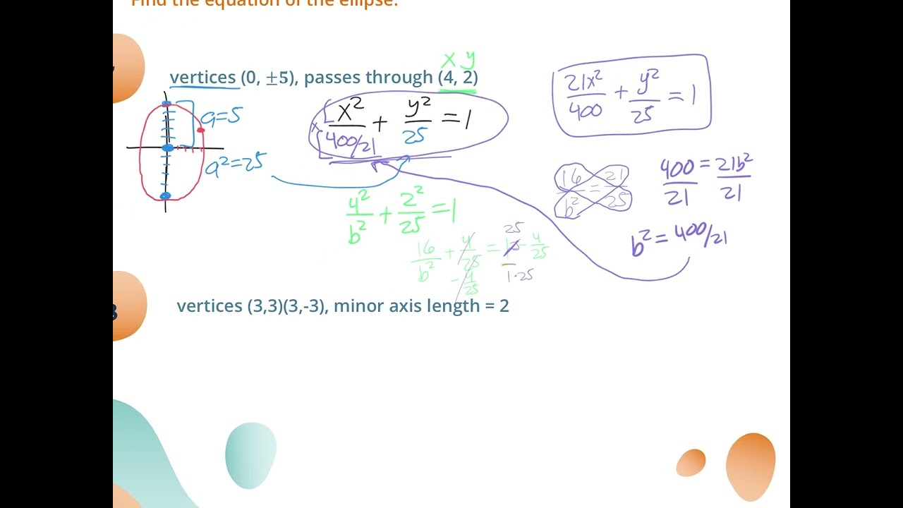 Alg2H - Chapter 4.3d - Writing Equations of Ellipses