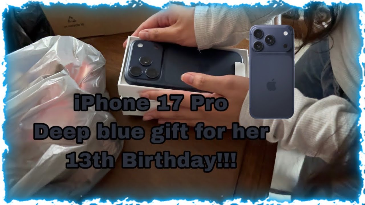 My sister jessica just got the iPhone 17 pro deep blue for her 13th Birthday gift!!!