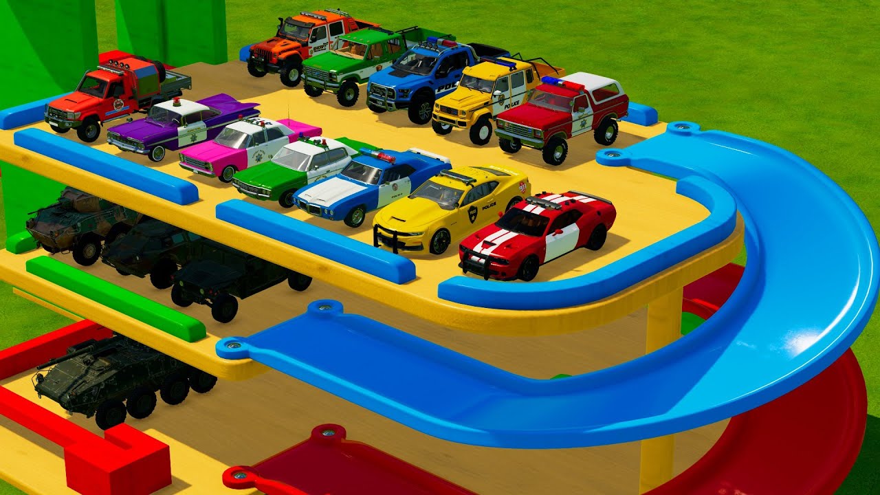 TRANSPORTING POLICE CARS, TANKS & EMERGENCY VEHICLES WITH HAULER TRUCKS! - Farming Simulator 22