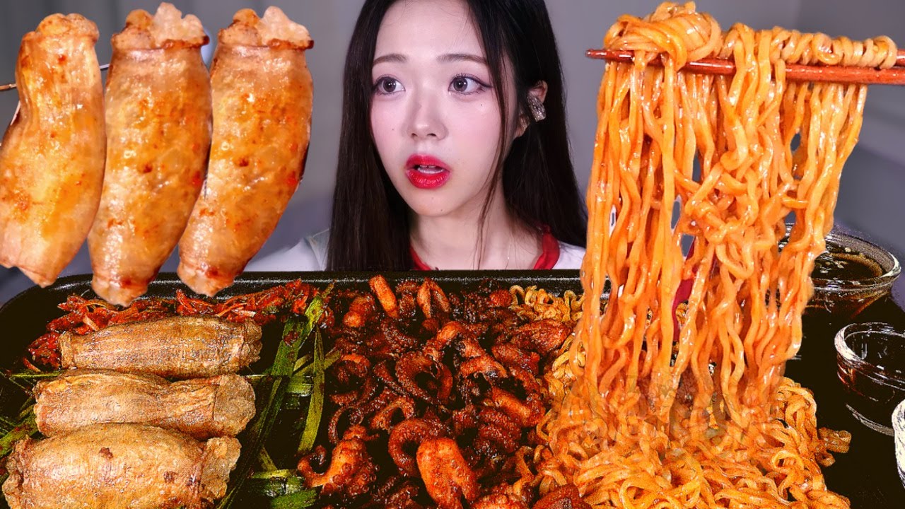 통대창 현실 먹방..? 역대급 겉바속촉 통대창🔥 불쭈꾸미 불닭볶음면 레전드 꿀조합 리얼사운드 Grilled Beef Large Intenstines MUKBANG ASMR