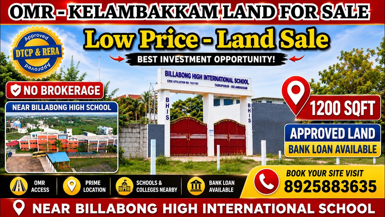 📍 Billabong School அருகில் 1200 Sqft Plot | OMR Kelambakkam Land Sale | DTCP & RERA Approved #omr