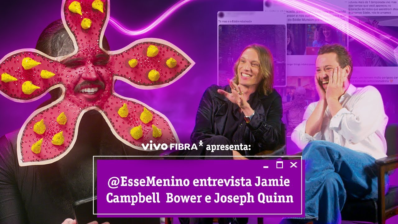Vivo Fibra e @EsseMenino mostram a INTERNET.COM.BR para Jamie Campbell Bower e Joseph Quinn